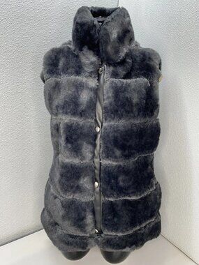 Donna Slayers Fabulous Furs Womens Vest Jacket Charcoal Gray Size XS Posh Snap